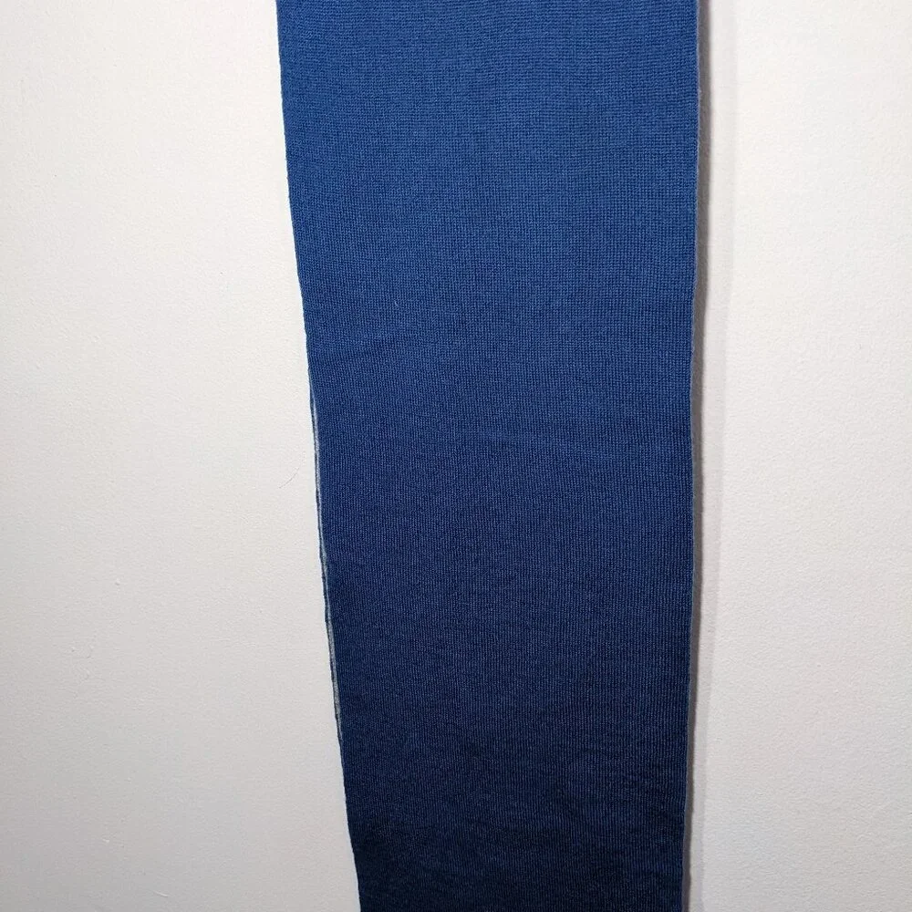 LACOSTE Reversible Crocodile Merino Wool Scarf Blue Gray Mens 73.5
